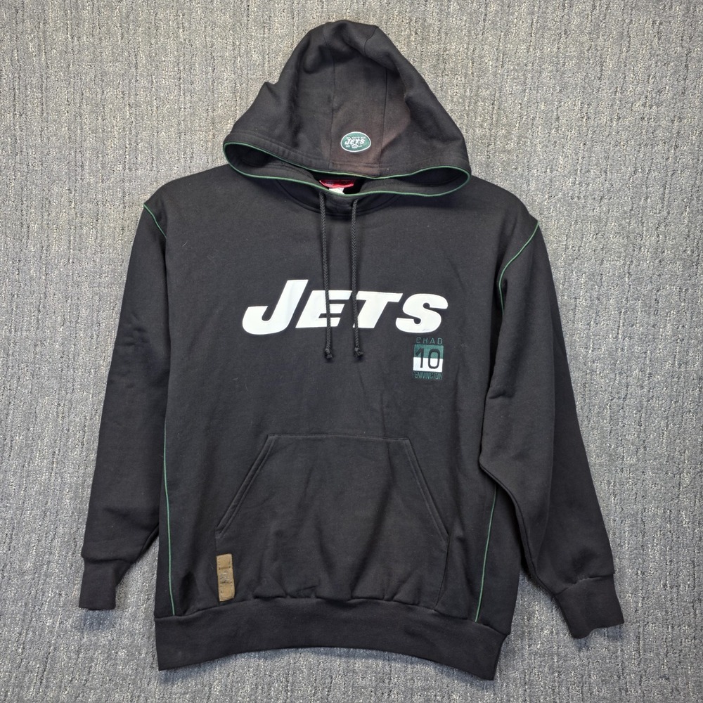 Vintage NY Jets Chad Pennington‎ Hoodie Men's XL Black NFL Players Sweatshirt